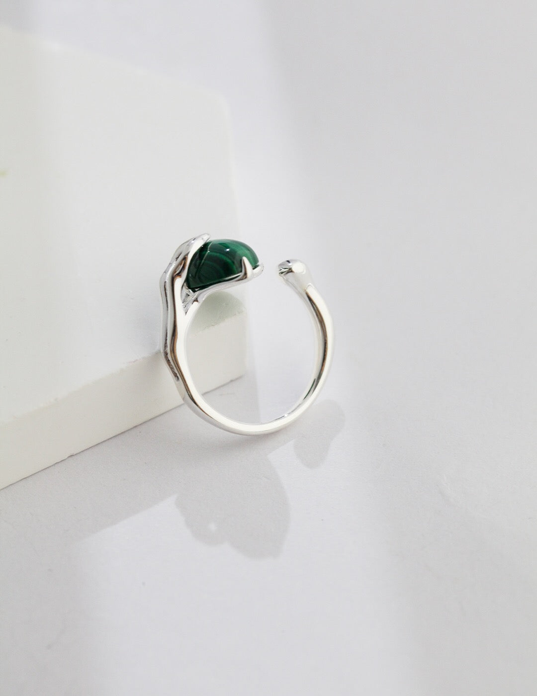 Natural Malachite Open Ring