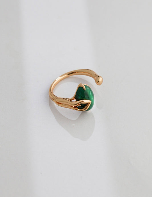 Natural Malachite Open Ring