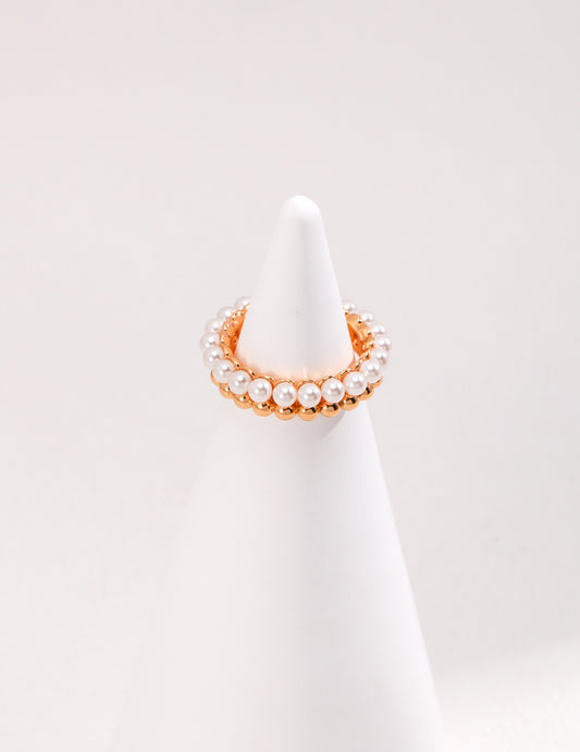 Dainty Pearl Beaded Stacking Band Ring