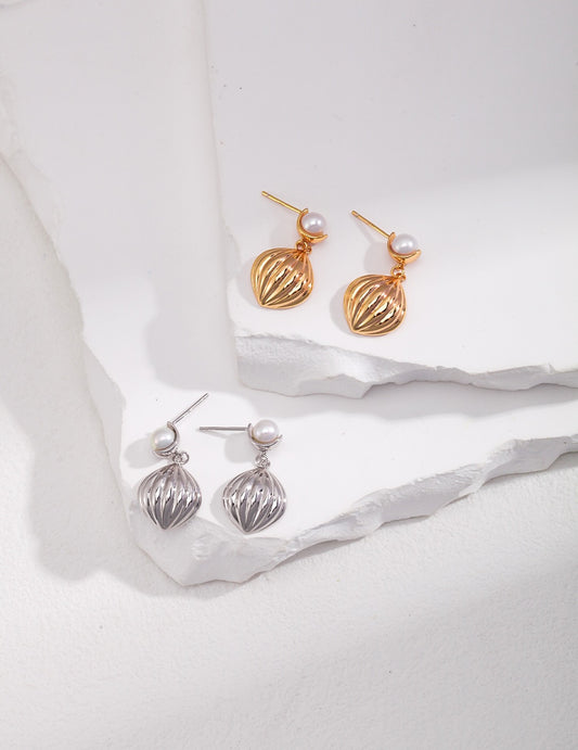 Natural Pearl Pumpkin Shape Drop Earrings