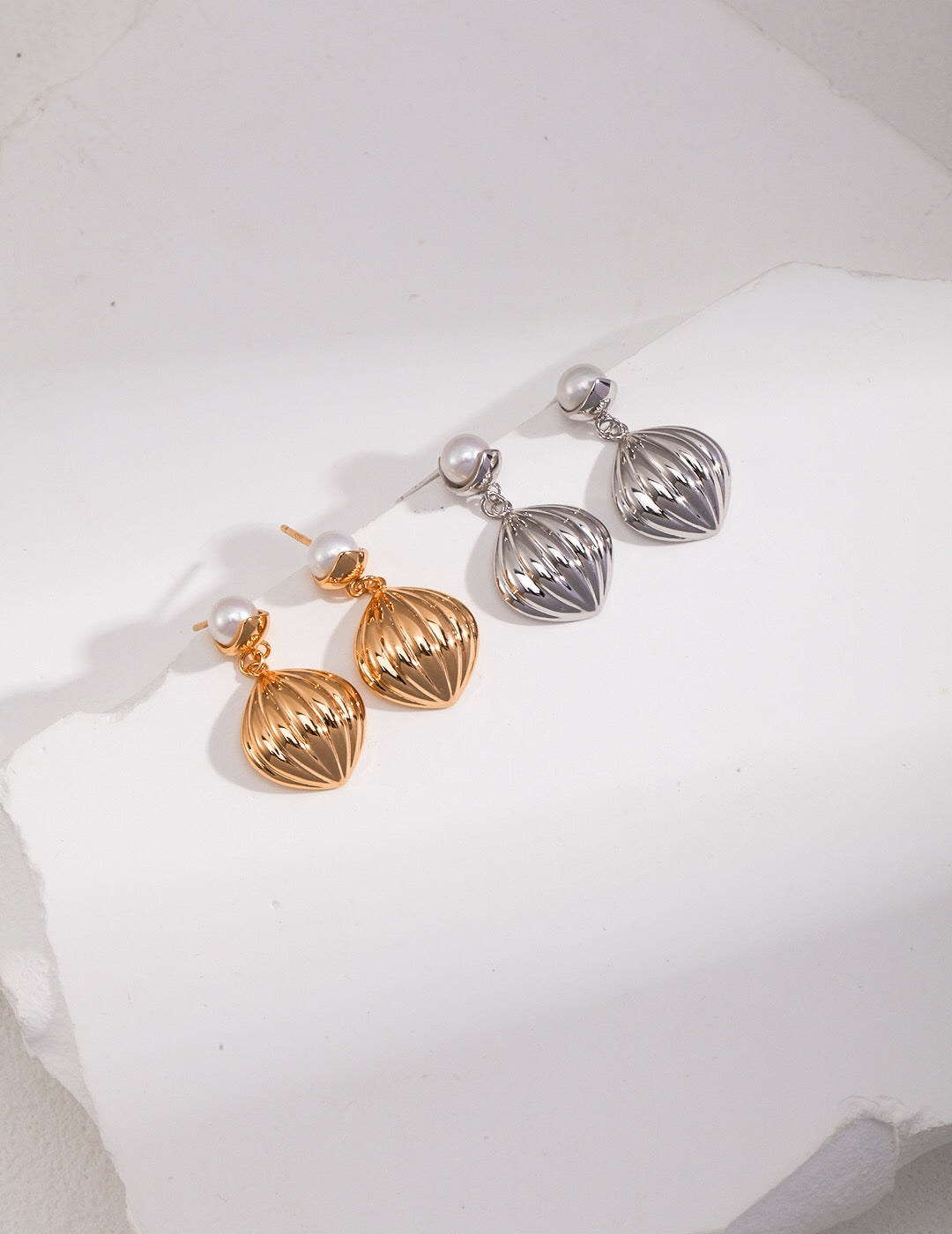 Natural Pearl Pumpkin Shape Drop Earrings