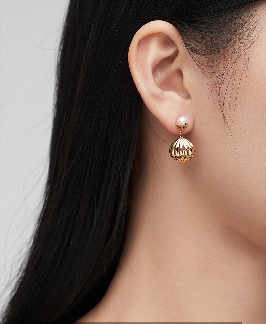 Natural Pearl Pumpkin Shape Drop Earrings