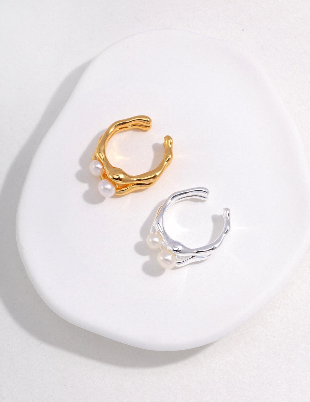 Double Layer Open Pearl Ring