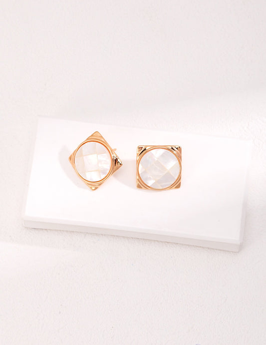 Mosaic Mother of Pearl Shell Stud Earrings