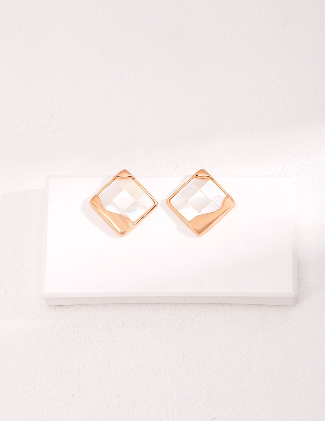 Square Mosaic Shell Stud Earrings