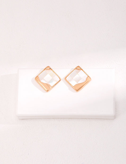 Square Mosaic Shell Stud Earrings