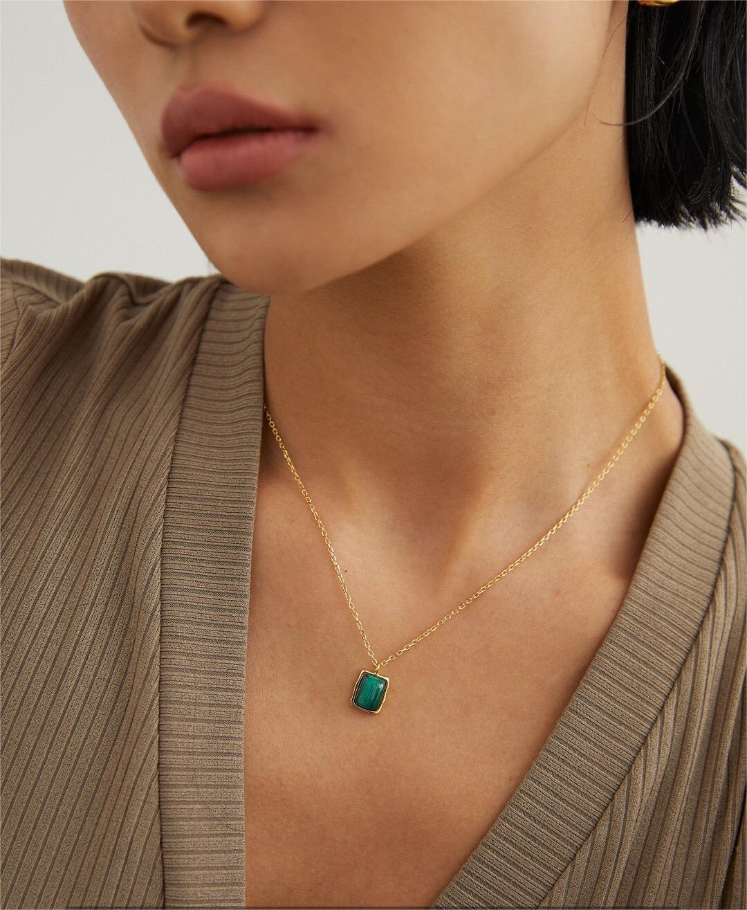 Natural Malachite Pendant Necklace