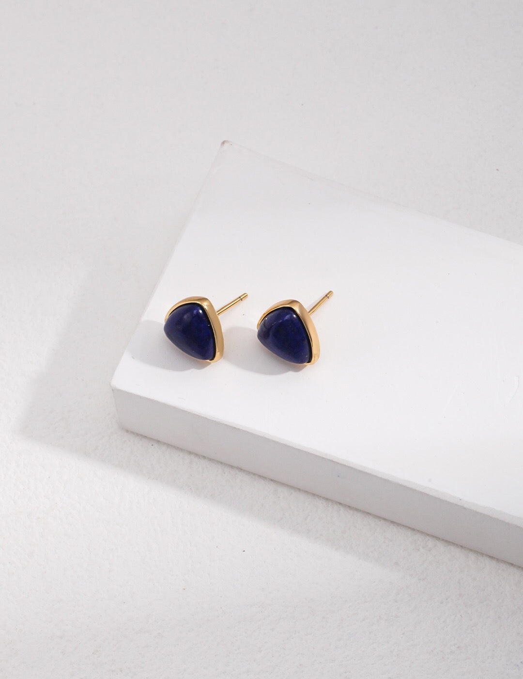 Triangular Lapis Lazuli Stud Earrings