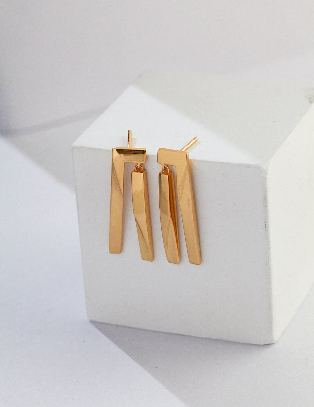 Geometric Sculpture Bar Earrings