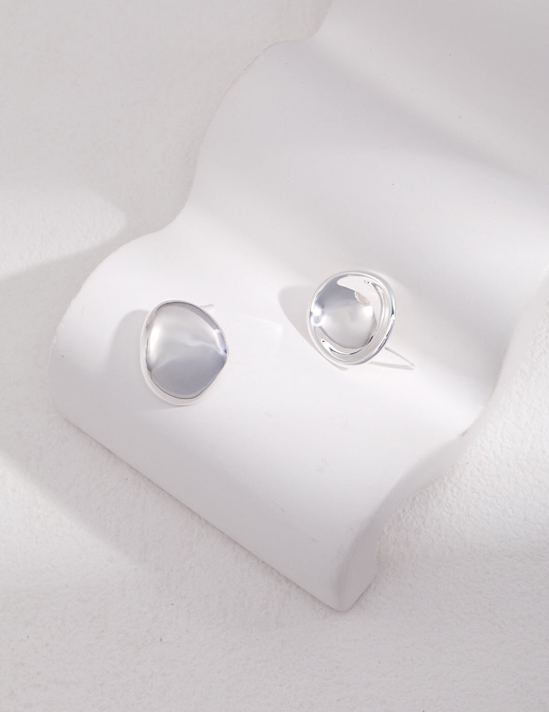 Concave And Convex Style Asymmetrical Stud Earrings