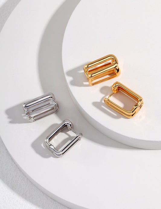 Classic And Simple Rectangular Clip Earrings