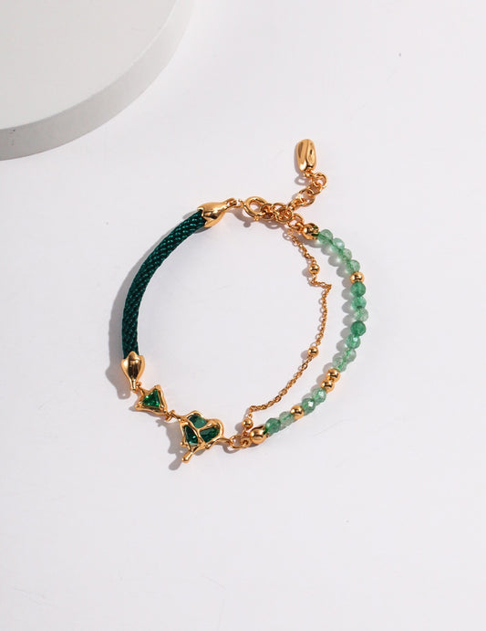 Heart Green Strawberry Crystal Bracelet