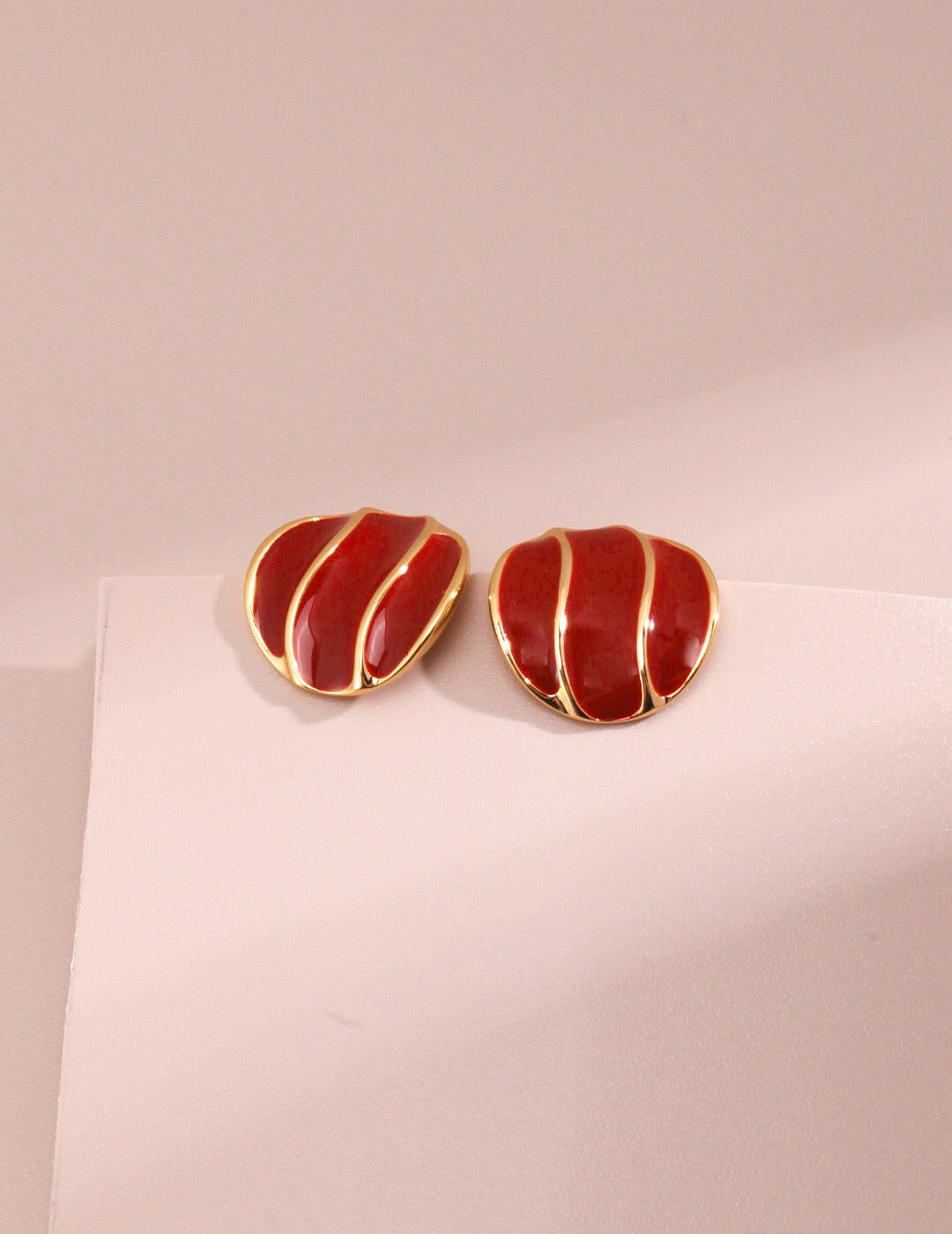 Chinese Red Drip Glaze Stud Earrings