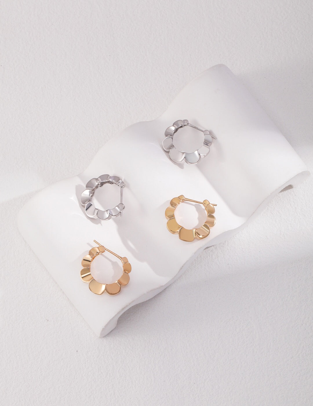 Minimalist Petal Hoop Earrings