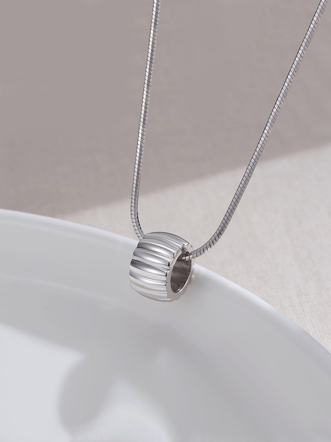 Silver Cylinder Line Necklace