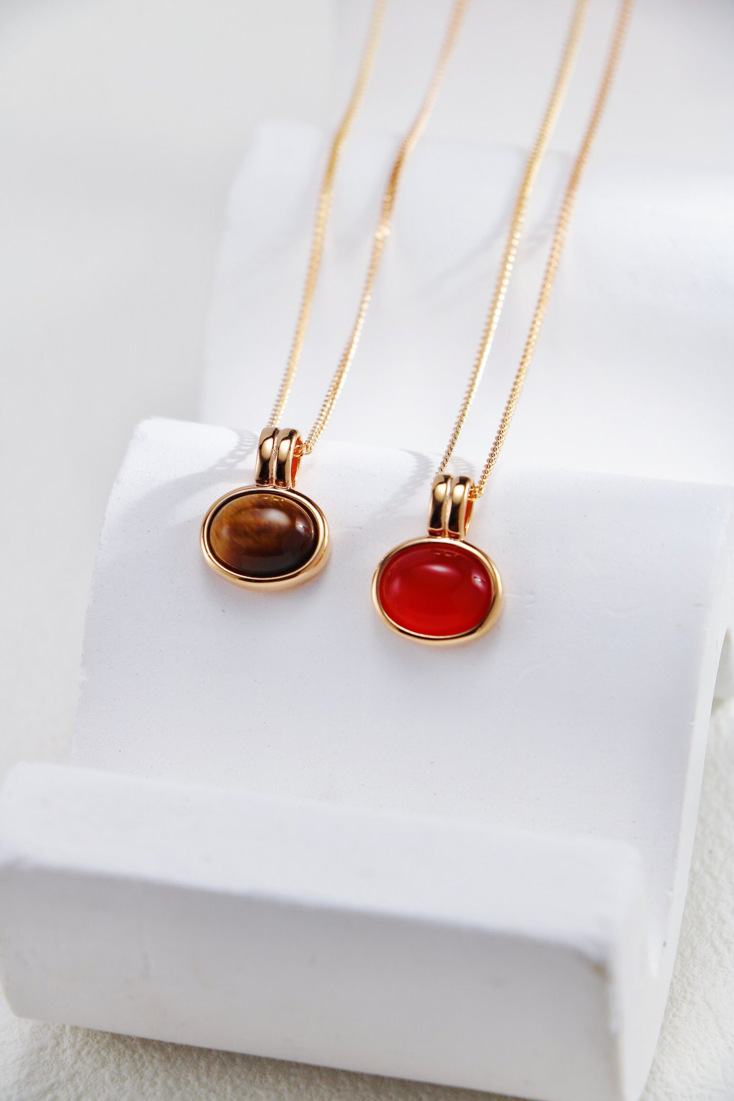 Natural Tiger Eye Stone / Red Agate Necklace