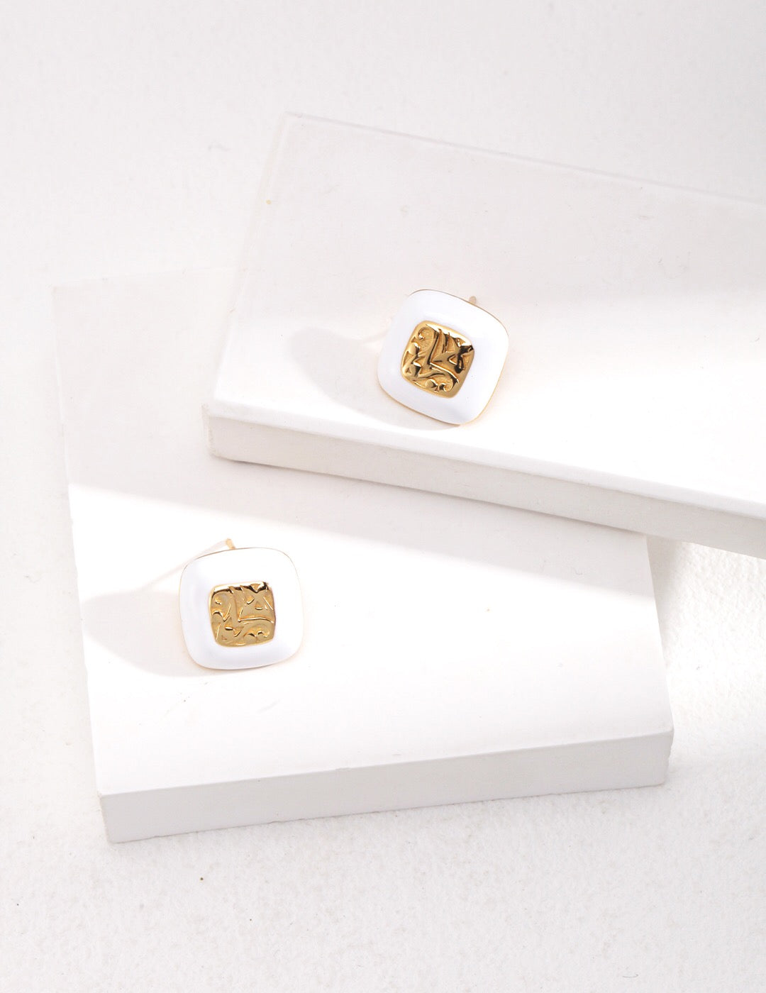 Square Drop Glaze Stud Earrings