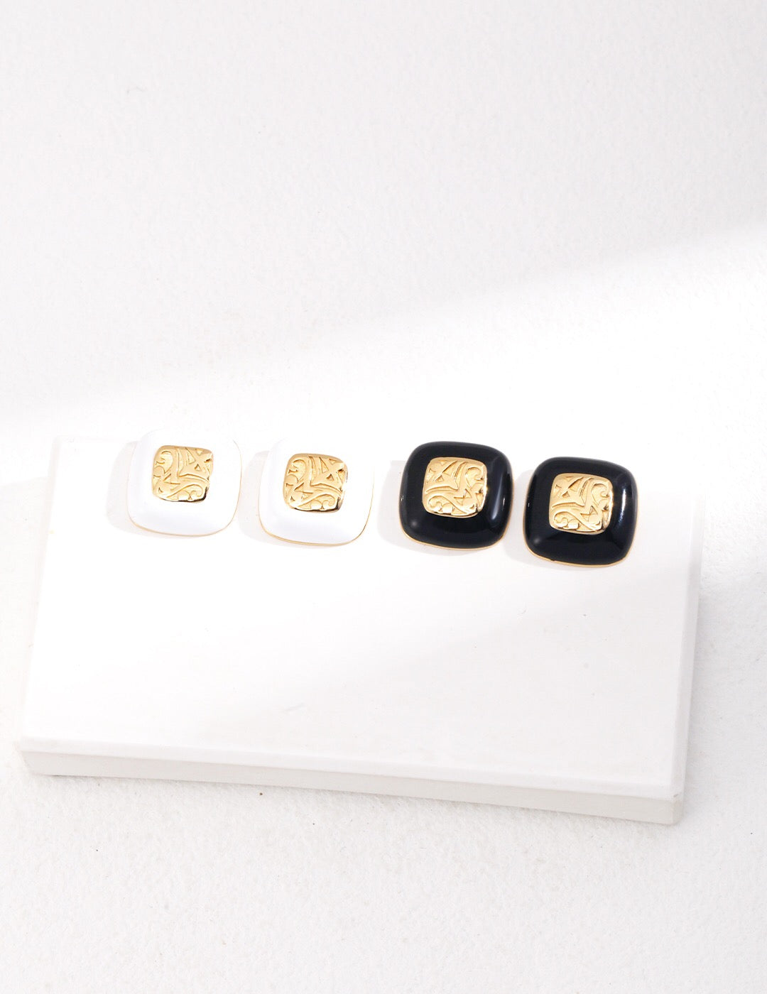 Square Drop Glaze Stud Earrings