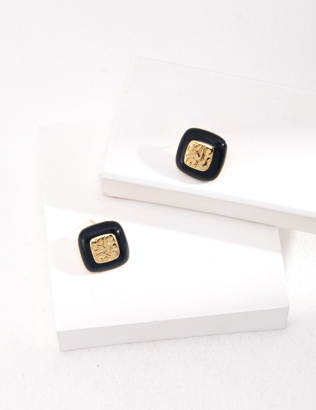 Square Drop Glaze Stud Earrings