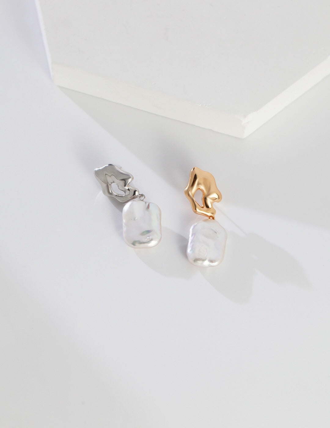 Simplicity Rectangle Baroque Pearl Earrings