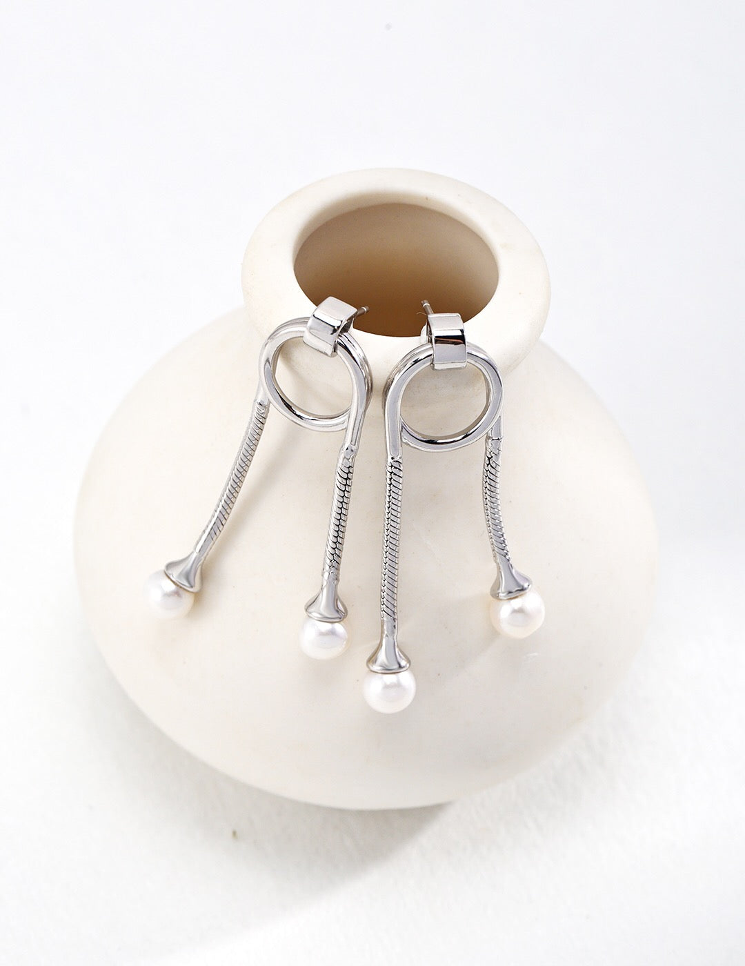 Unique Style Two Pearls Earrings