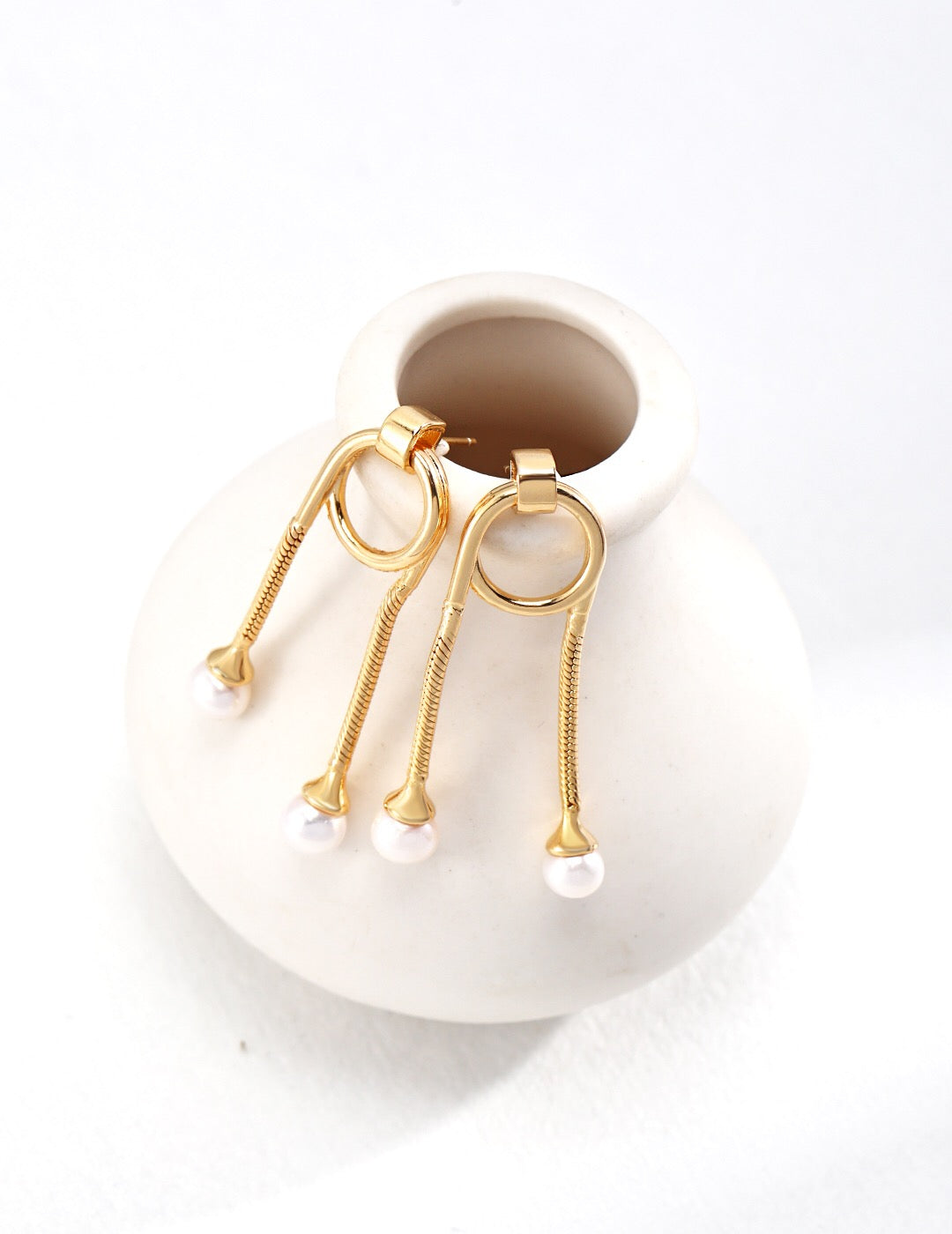 Unique Style Two Pearls Earrings