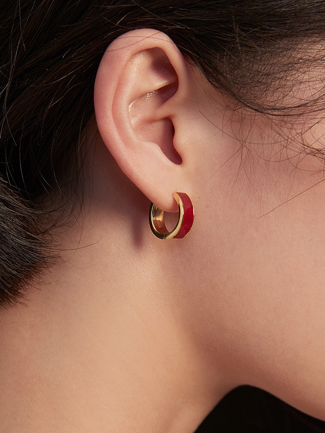 Red Drip Glaze Classic Hoop Earrings