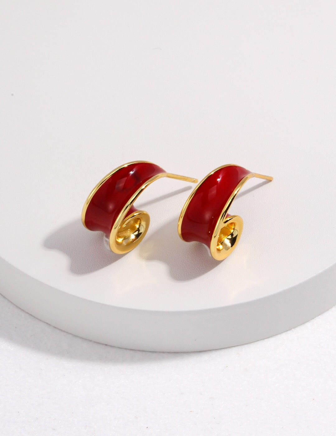 Helix Red / Gray Drip Glaze Earrings