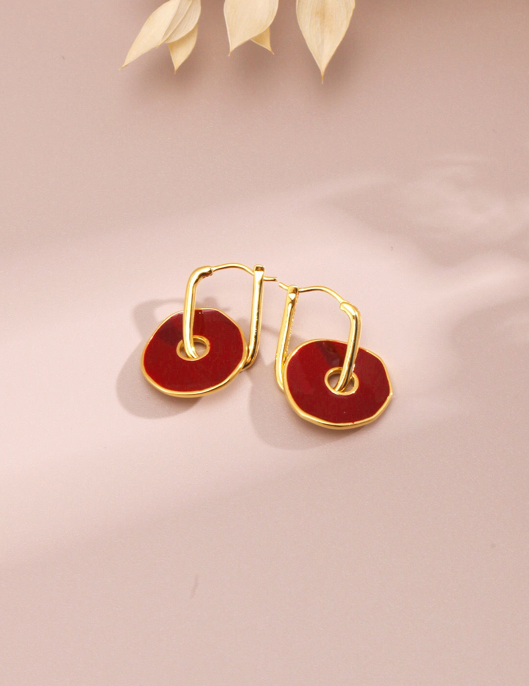 Red Enamel Special Design Earrings