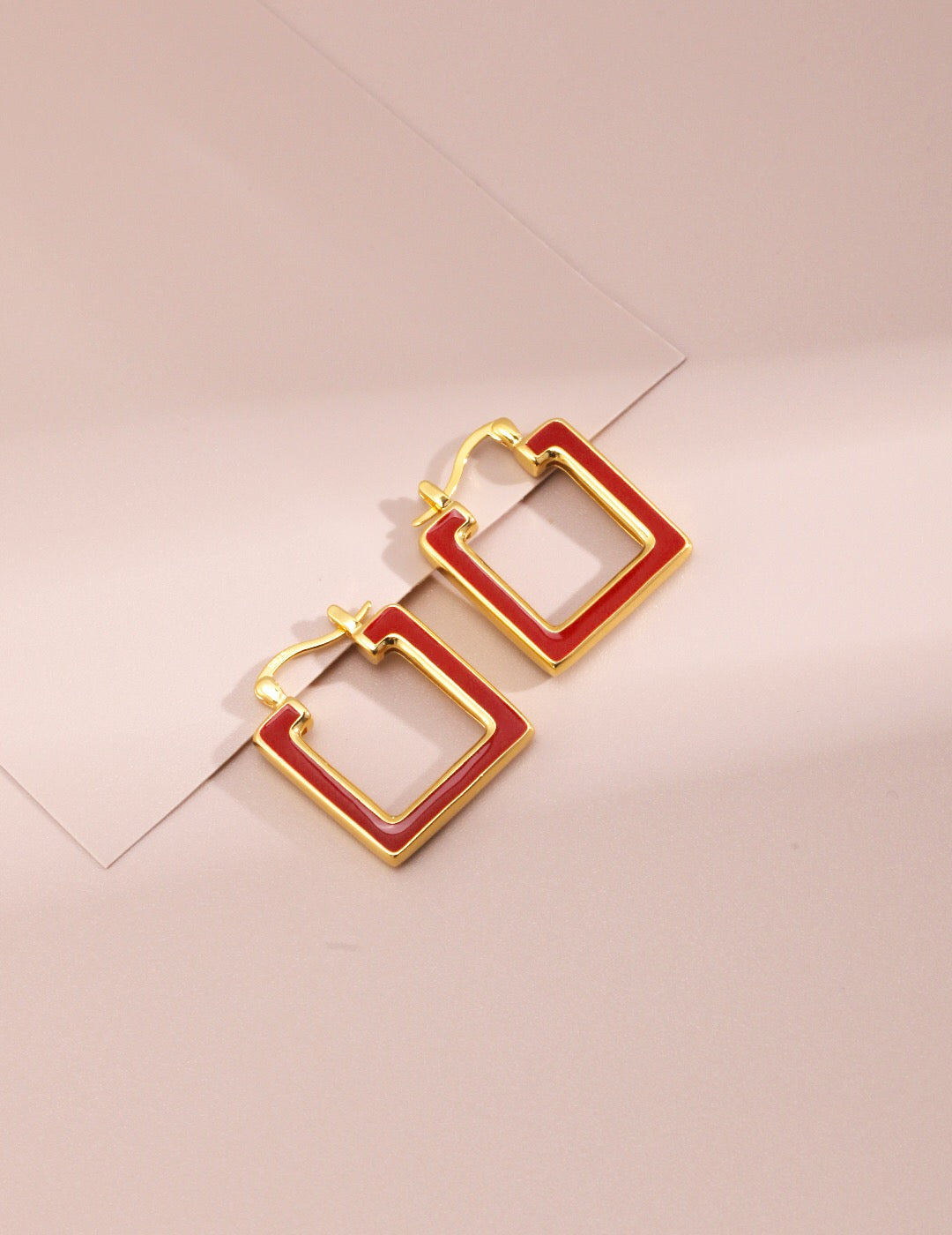 Square Loop Dripping Glaze Earrings