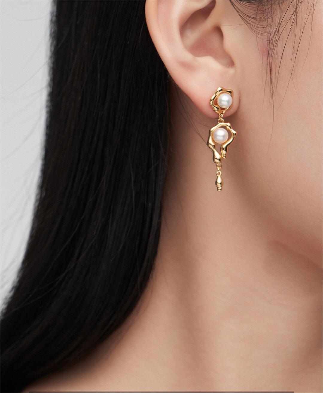 Elegant Asymmetric Pearl Earrings