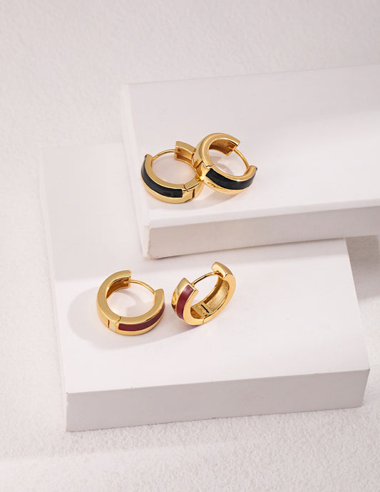 Two-color Chunky Hoop Drip Glaze Earrings