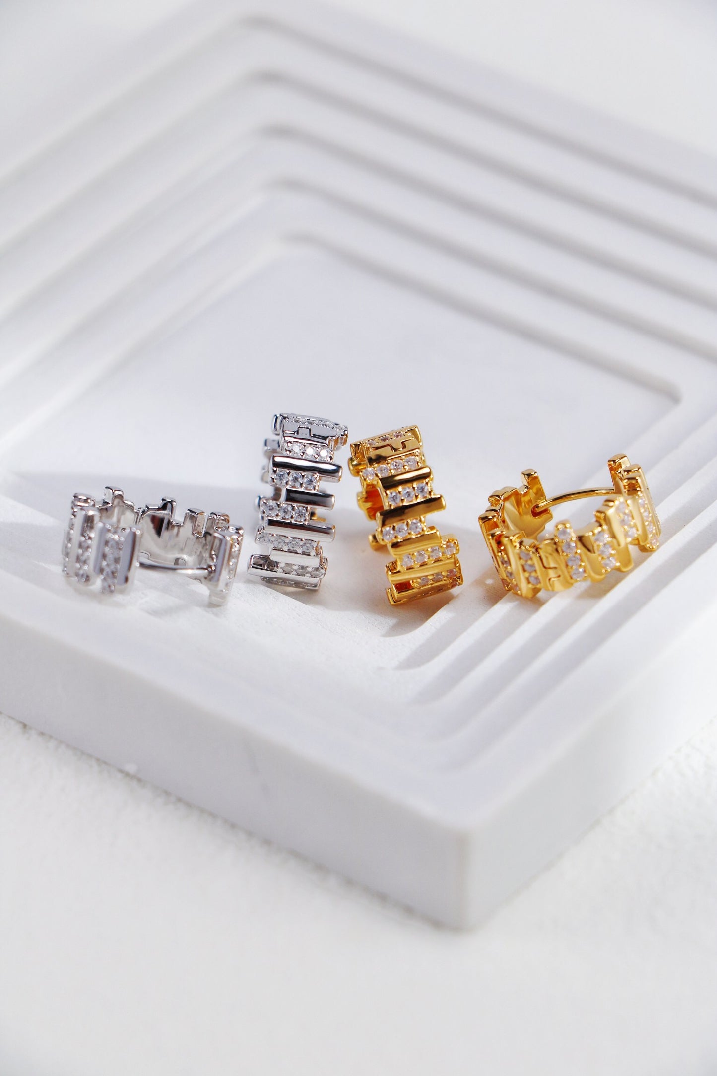 Wave Zircon Hoop Huggie Earrings