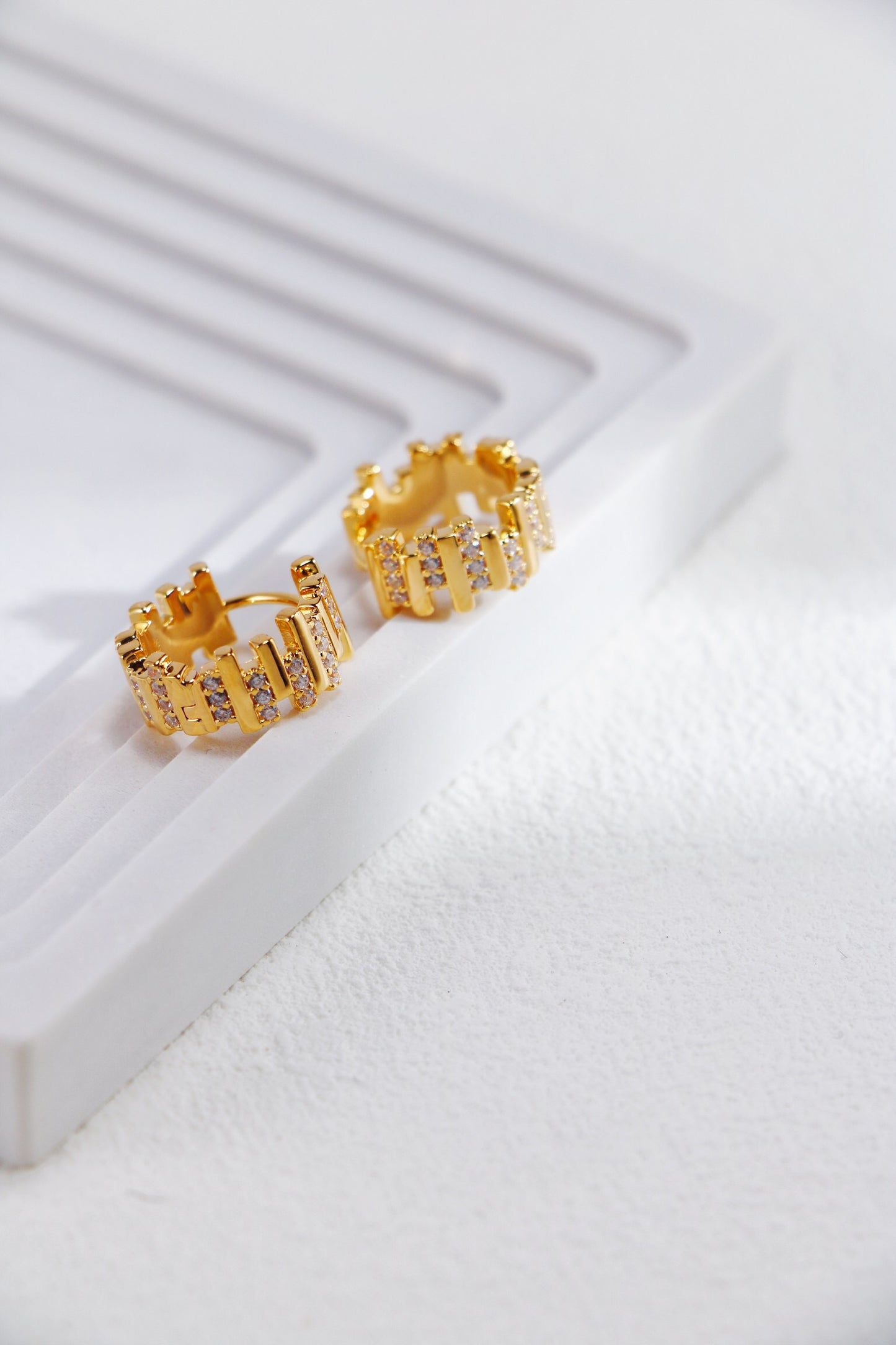 Wave Zircon Hoop Huggie Earrings