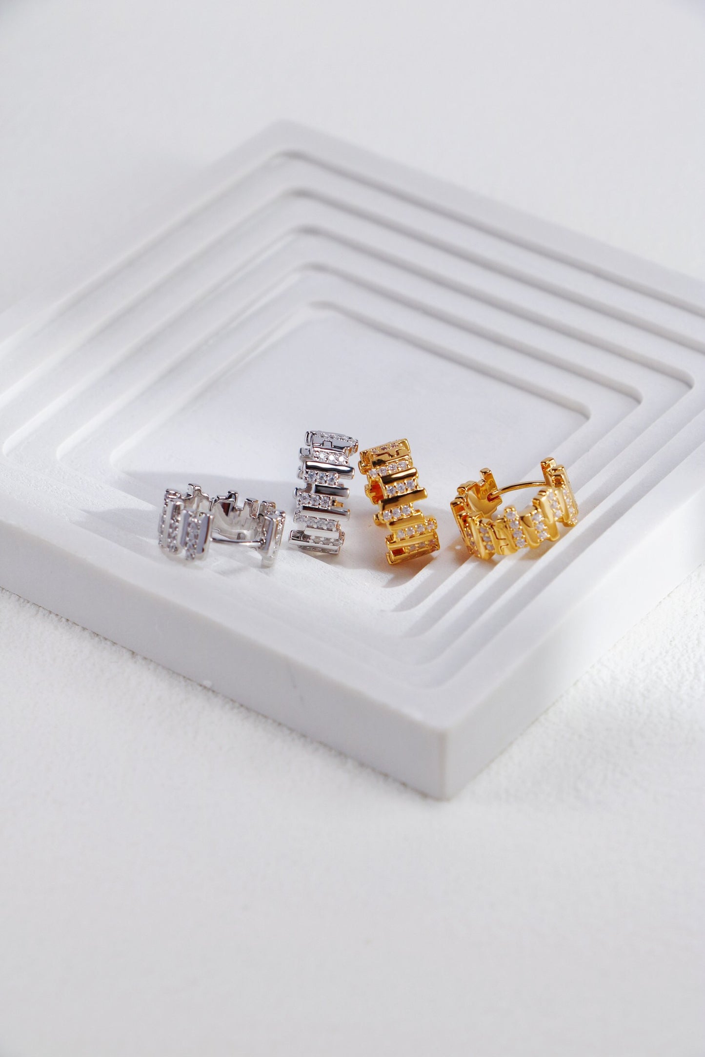 Wave Zircon Hoop Huggie Earrings