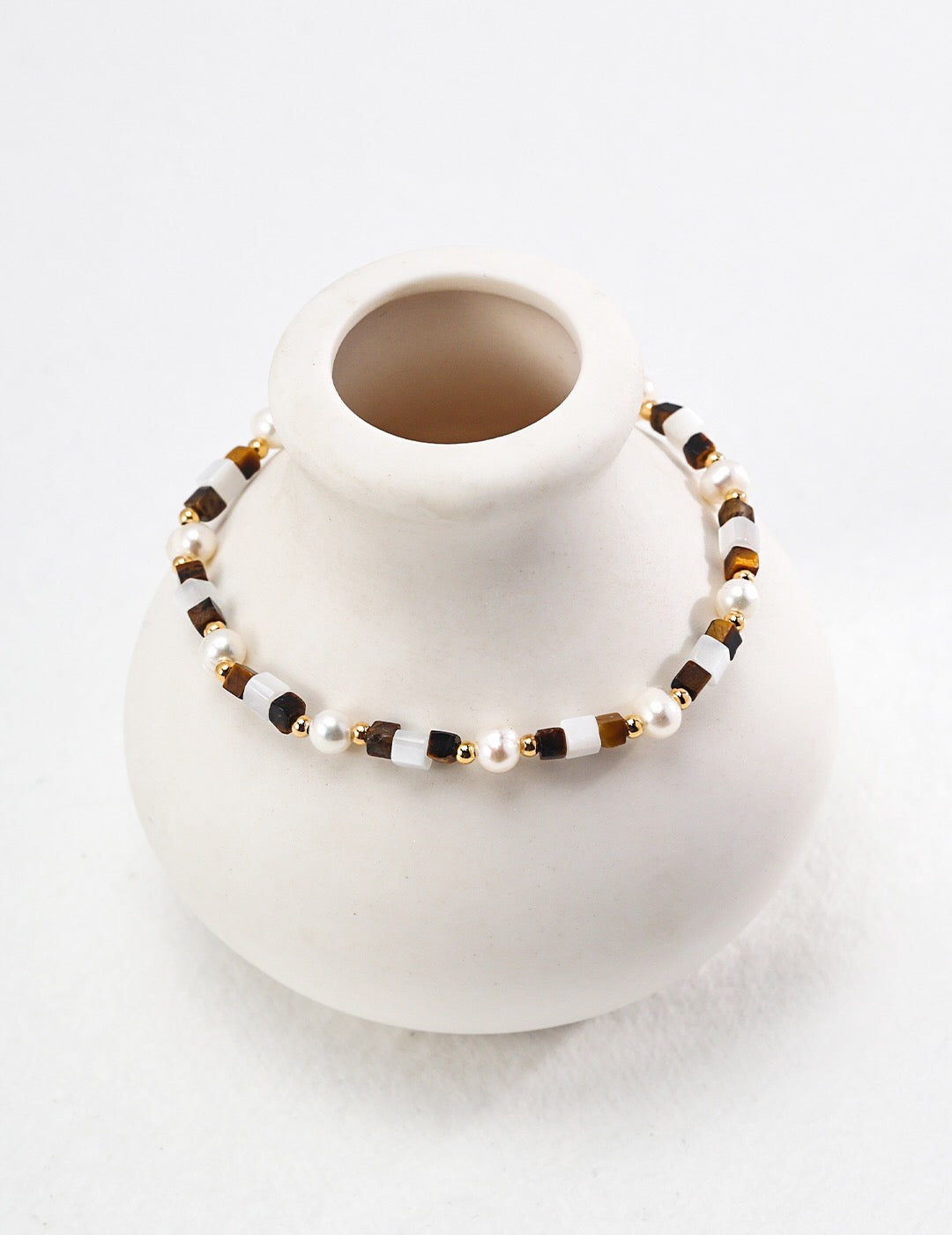 Mother Of Shell Tiger Eye Stone Bracelet