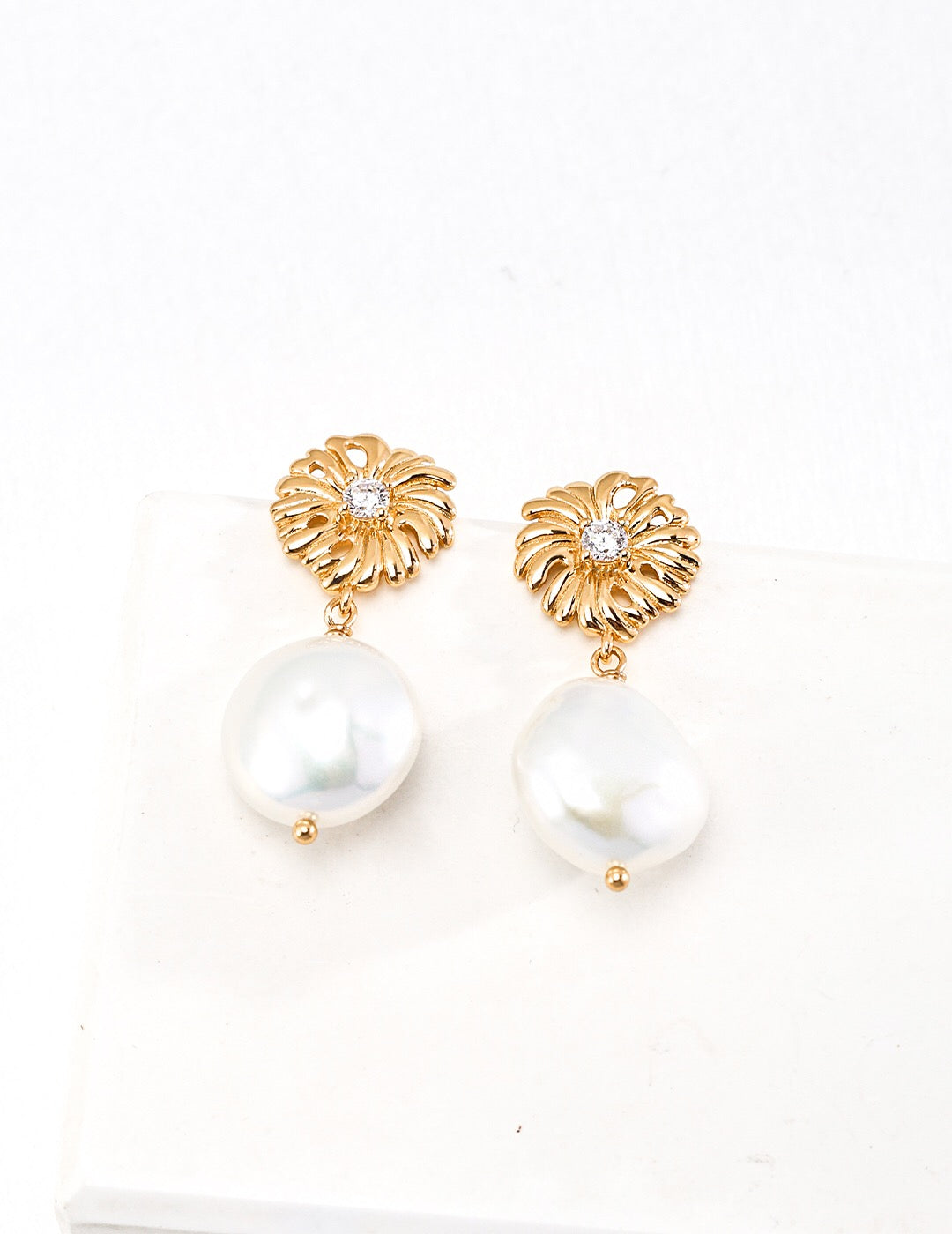 Zircon Pearl Drop Earrings