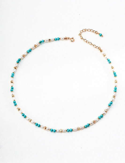 Blue Turquoise Pearl Necklace