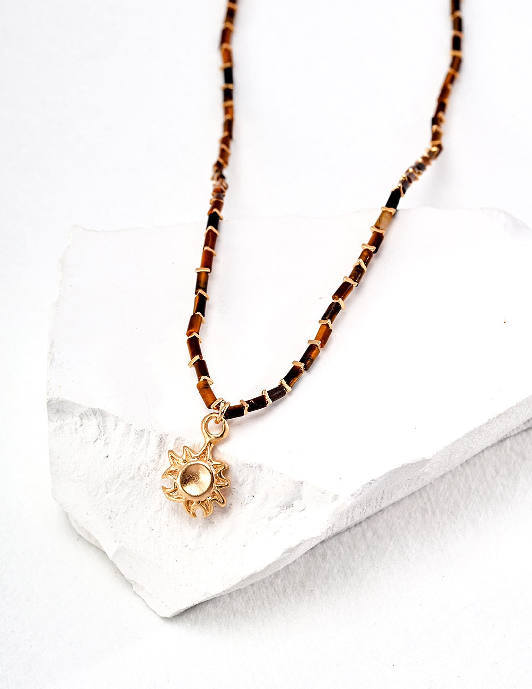 Tiger Eye Stone Pendant Necklace