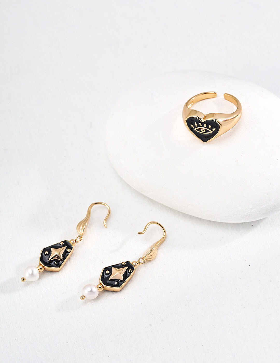 Enamel Drop Pearl Earrings