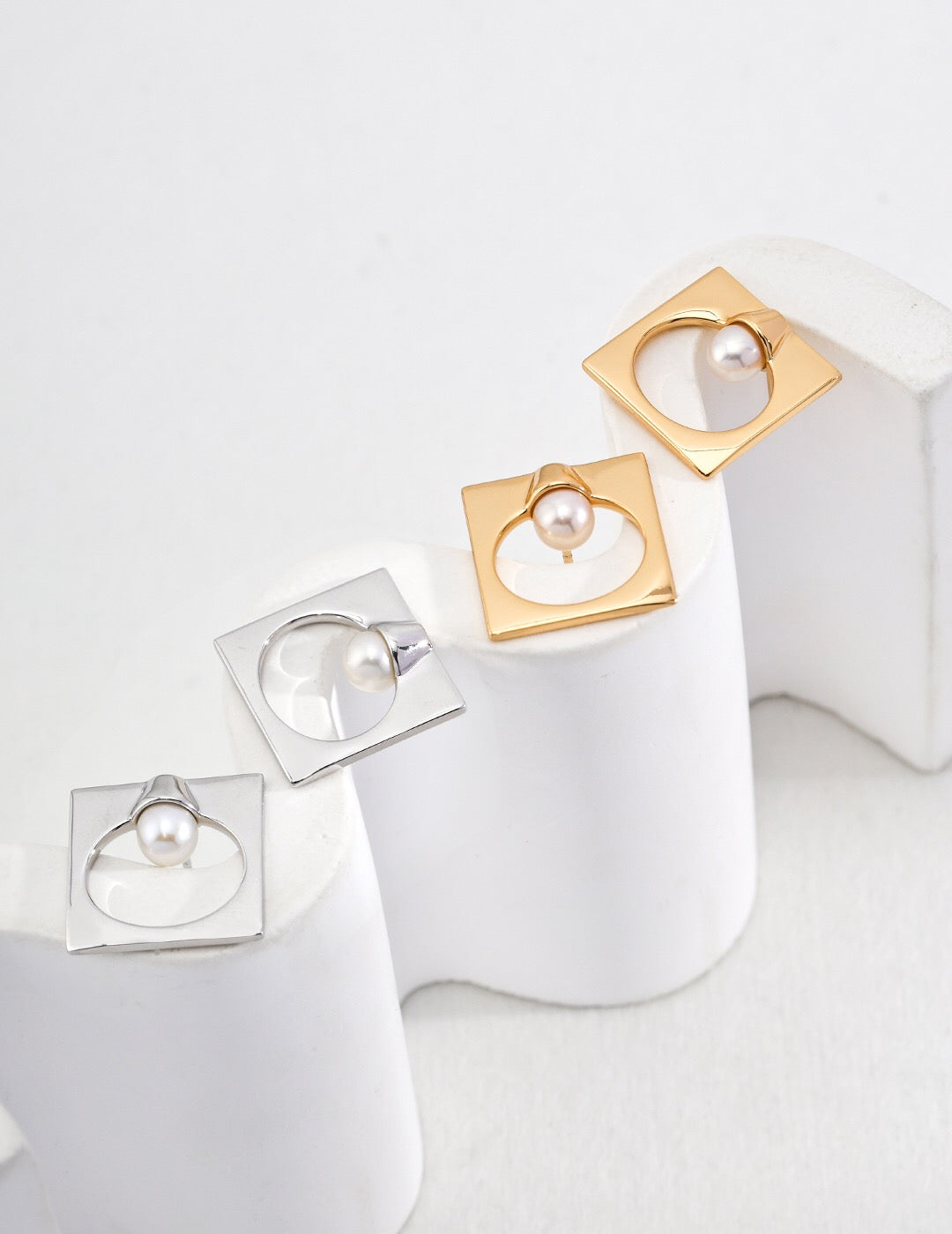 Square Shaped Pearl Earrings