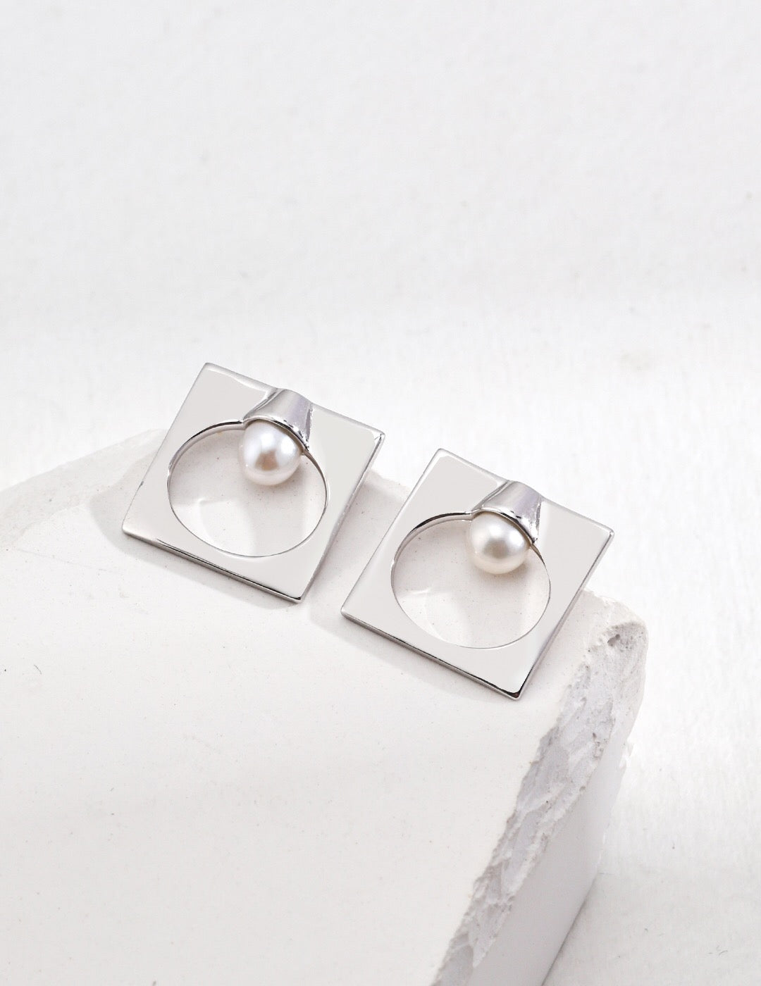 Square Shaped Pearl Earrings