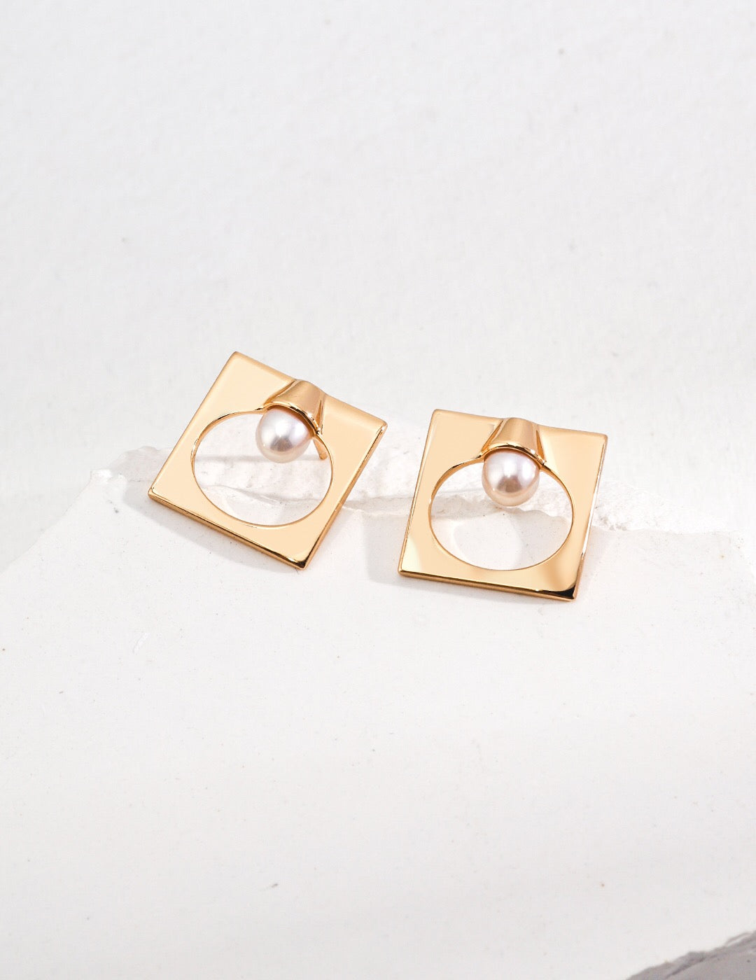 Square Shaped Pearl Earrings