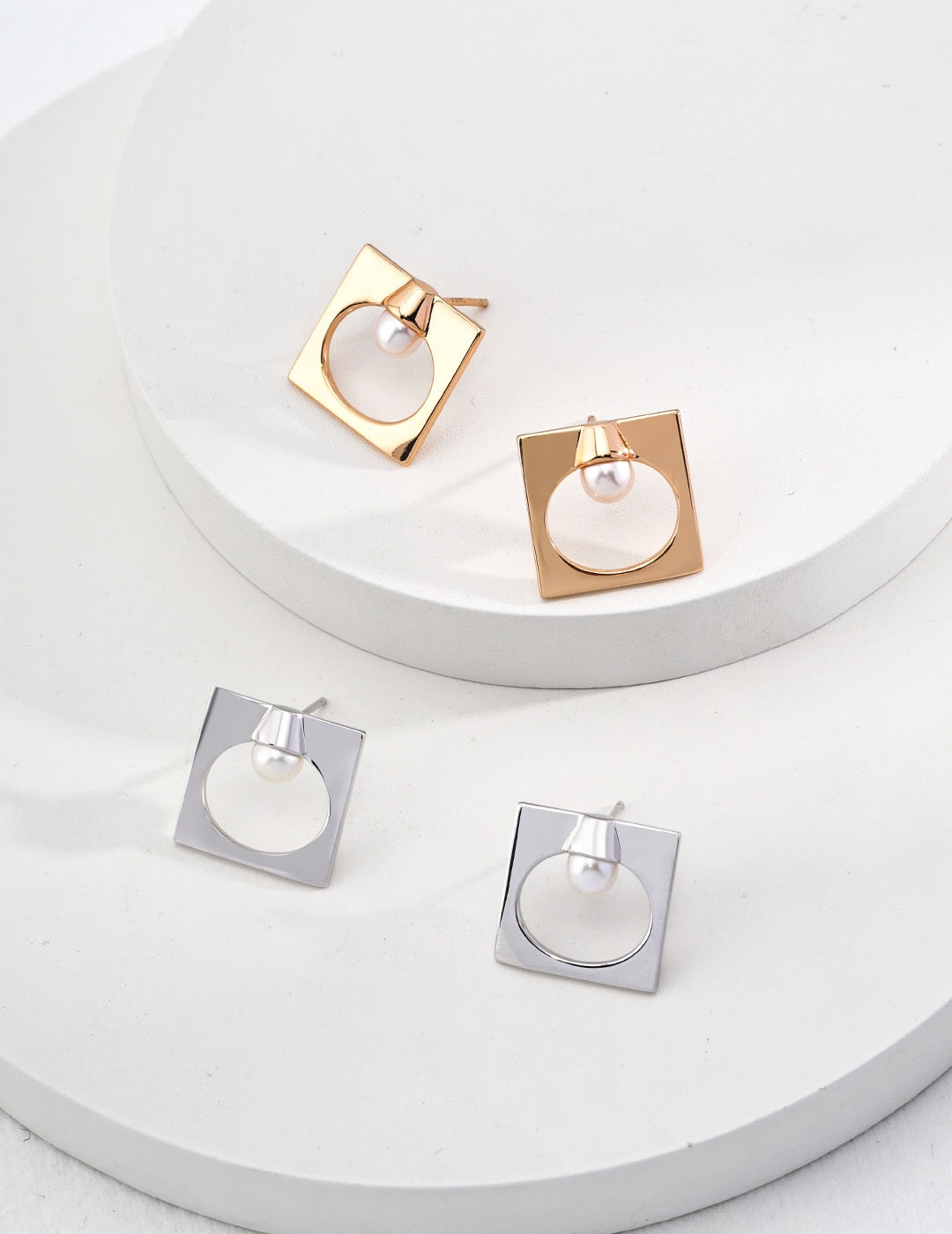 Square Shaped Pearl Earrings