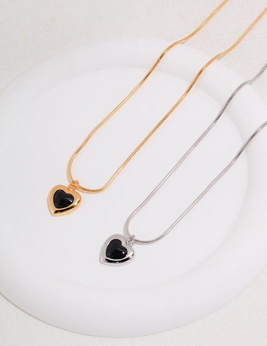 Black Drop Glaze Love Necklace