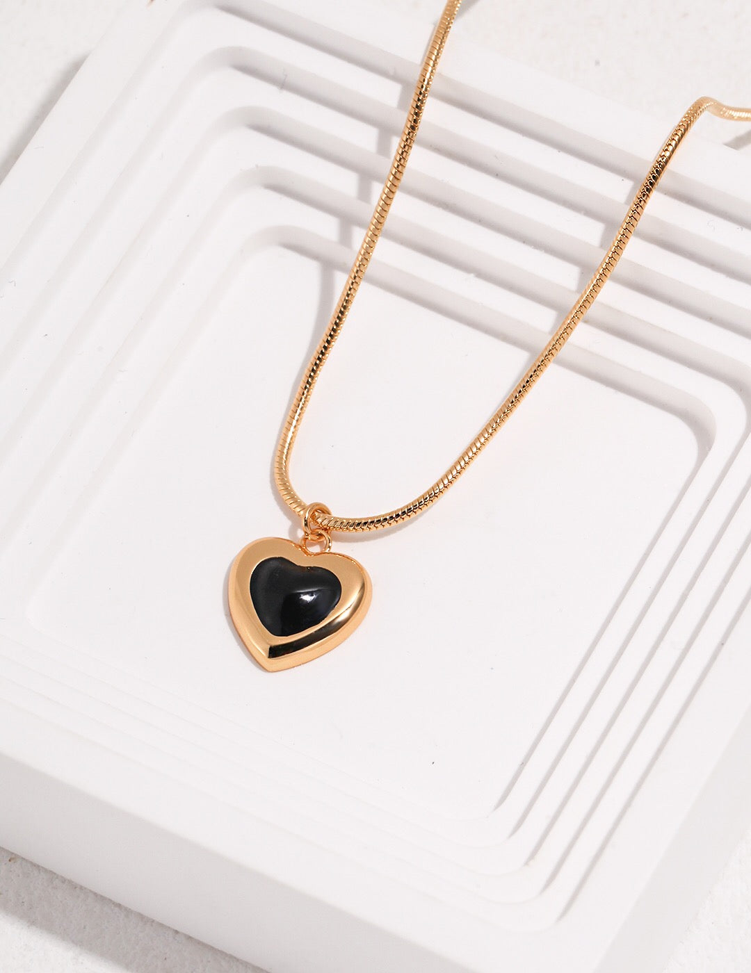 Black Drop Glaze Love Necklace