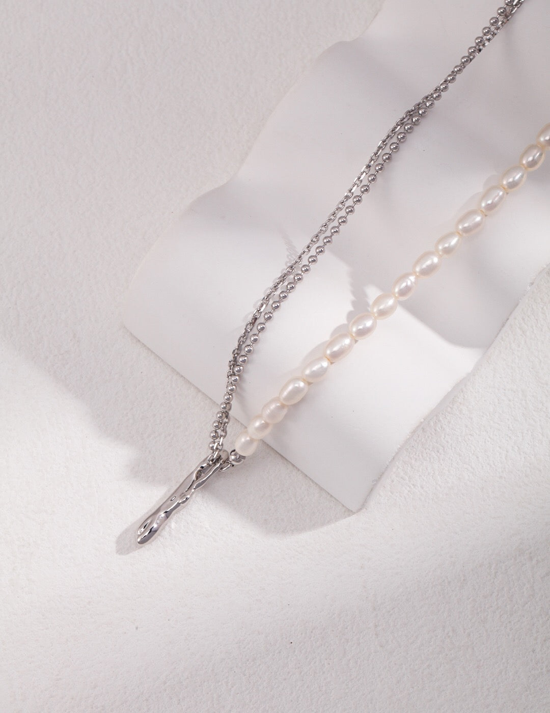 Half Pearl Half Chain Necklace