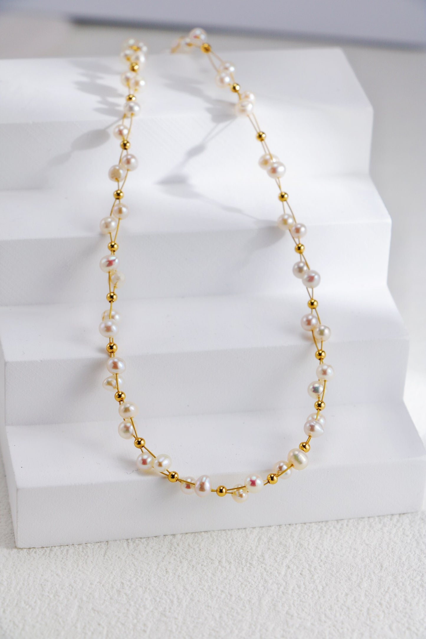 Twisted Freshwater Pearl Beads Necklace