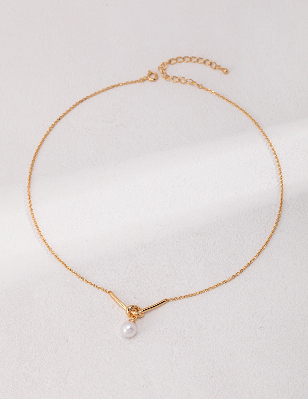 Love Knot Drop Pearl Necklace