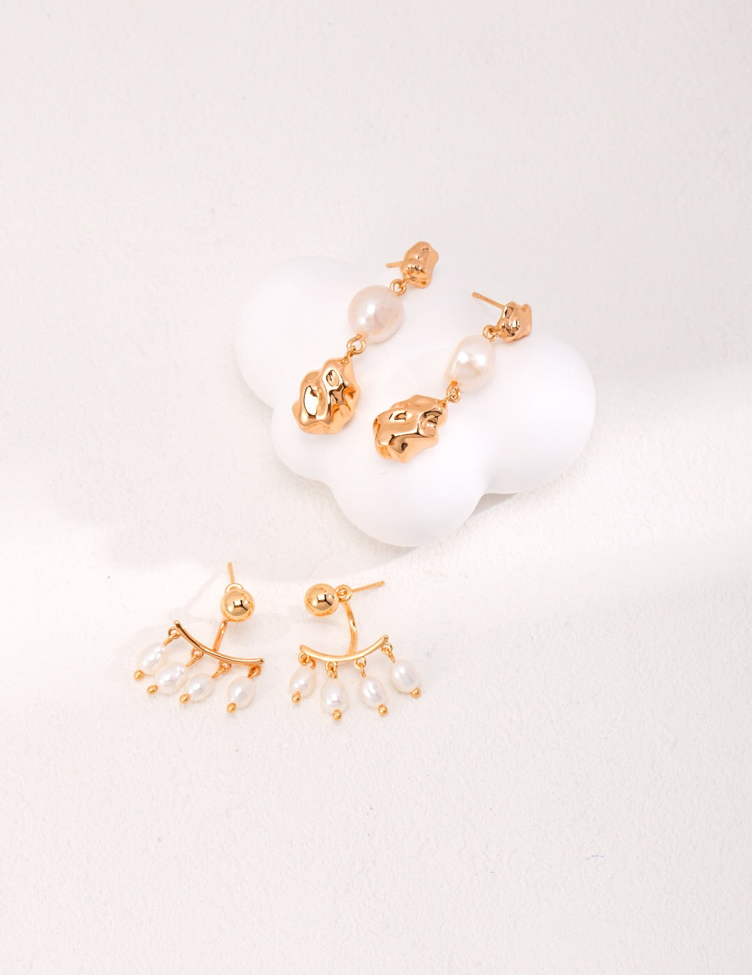 Detachable Four Row Drop Pearl Earrings